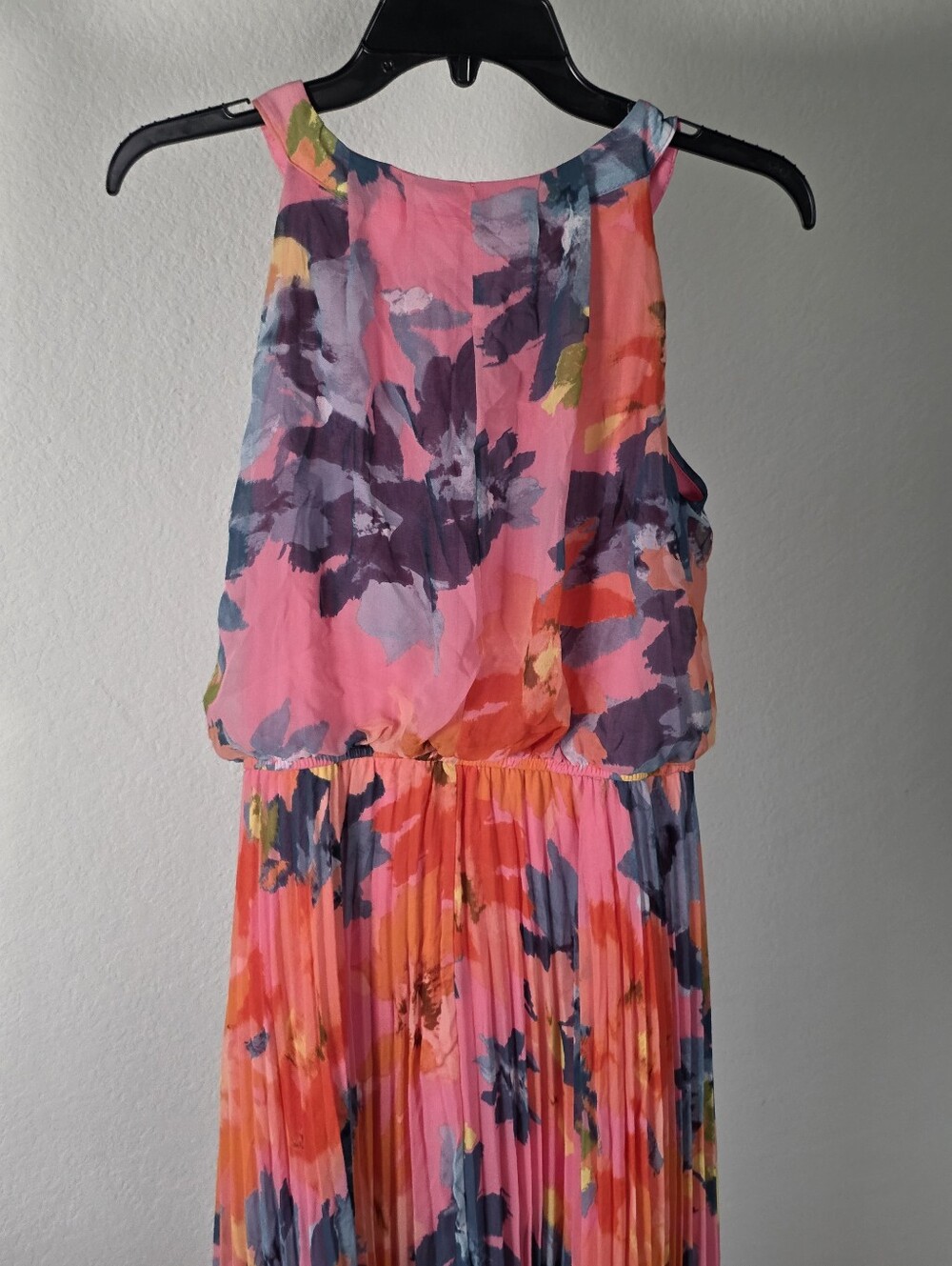 Signature by Robbie Bee Pink Floral Pleated Maxi Dress 6P Sleeveless $99 - Picture 8 of 10